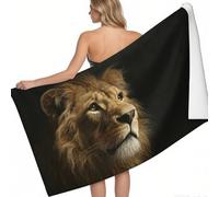 Beach Towels animal lion Microfibre Lightweight Beach Towel 140 x 70 cm brown Printed Sand Free Quick Dry Design Camping Towels for Travel Swim Yoga