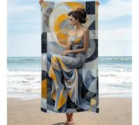 Beach Towels for Adults - 70x140cm Microfibre Large Bath Towels & Beach Towel geometry Lightweight Soft and Quick Dry Towel for Men Women, Bathroom, Holiday, Yoga, Swimming, Beauty, 1 Pack 0J-219