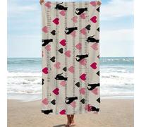 Beach Towels for Adults - 70x140cm Microfibre Large Bath Towels & Beach Towel Retro Lightweight Soft and Quick Dry Towel for Men Women, Bathroom, Holiday, Yoga, Sports, Swimming, Love, 1 Pack 0J-913