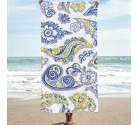 Beach Towels for Adults - 70x140cm Microfibre Large Bath Towels & Beach Towel White Lightweight Soft and Quick Dry Towel for Men Women, Bathroom, Holiday, Sports, Swimming, flower, 1 Pack 0J-531