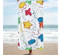 Beach Towels for Adults - 80x160cm Microfibre Large Bath Towels & Beach Towel White Lightweight Soft and Quick Dry Towel for Men Women, Bathroom, Holiday, Yoga, Sports, Swimming, Star, 1 Pack 0J-681