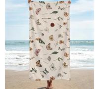 Beach Towels for Adults - 90x180cm Microfibre Large Bath Towels & Beach Towel Butterfly Lightweight Soft and Quick Dry Towel for Men Women, Bathroom, Holiday, Yoga, Swimming, Cream, 1 Pack 0J-597