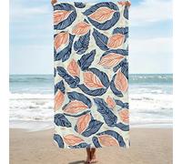 Beach Towels for Adults - 90x180cm Microfibre Large Bath Towels & Beach Towel Cream Lightweight Soft and Quick Dry Towel for Men Women, Bathroom, Holiday, Yoga, Sports, Swimming, leaf, 1 Pack 0J-546