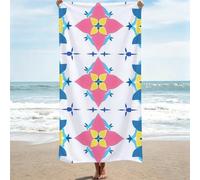 Beach Towels for Adults - 90x180cm Microfibre Large Bath Towels & Beach Towel White Lightweight Soft and Quick Dry Towel for Men Women, Bathroom, Holiday, Yoga, Gym, Swimming, geometry, 1 Pack 0J-572