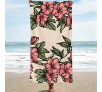 Beach Towels for Adults - 90x200cm Microfibre Large Bath Towels & Beach Towel Cream Lightweight Soft and Quick Dry Towel for Men Women, Bathroom, Holiday, Sports, Swimming, flower, 1 Pack 0J-520