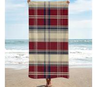 Beach Towels for Adults - 90x200cm Microfibre Large Bath Towels & Beach Towel red Lightweight Soft and Quick Dry Towel for Men Women, Bathroom, Holiday, Yoga, Sports, Swimming, lattice, 1 Pack 0J-518