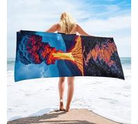 Beach Towels For Adults Large - 1 Pack 80x160cm Volcano Lightweight Microfibre Beach Towel With Mesh Bags, Sand Free Absorbent Quick Dry Towel for Pool, Gym, Camping & Travel Summer Beach Towel D-408