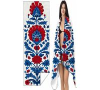 Beach Towels For Adults Large 28x56 Inch Red Girl Lightweight Microfibre Beach Towel Flowers Intimate snap button With Mesh Bags, Sand Free Absorbent Quick Dry for Pool, Gym, Travel Summer SYX7 U-P