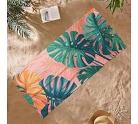Beach Towels for Adults, Large Quick Dry Microfibre Beach Towel 220x100cm Sand Free Swim Towels with Super Absorbent Lightweight Design Swim Towels, Perfect for Gym, Camping, Sports (Pink Leaf) L-565