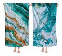 Beach Towels for Adults Marble Microfibre Beach Towel 60x120cm 2 Pack, Quick Dry Sand Free Lightweight Bath Towels with Storage Bag for Sports Travel Swimming Holiday Camping, Gifts for Women M-461