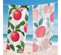 Beach Towels for Adults, Microfibre Beach Towel Fruit, Leaf Bath Towel 65x130cm 2 Pack with Unique Snap, Absorbent, Quick Dry, Sand Free, Lightweight for Women Men Swimming Pool, with Net Bag,Model862