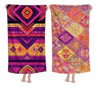 Beach Towels for Adults Retro Microfibre Beach Towel 60x120cm 2 Pack, Quick Dry Sand Free Lightweight Bath Towels with Storage Bag for Sports Gym Travel Swimming Holiday Camping, Gifts for Women M-425