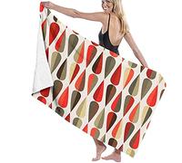 Beach Towels Microfiber,60S 70S Style Geometric Round Shaped Design With Warm Colors Print Large Bath Sheet Lightweight Beach Towel Perfect For Family Hotel Travel Swimming Fitness Sports