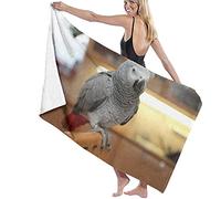 Beach Towels Microfiber,African Grey Parrot On A Perch Large Bath Sheet Lightweight Beach Towel Perfect For Family Hotel Travel Swimming Fitness Sports