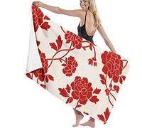 Beach Towels Microfiber,Beautiful Red Flower Bath Towels Extra Large For Men And Women Great For Swim Spa Travel Yoga Sports Camping Sunbed Cover Bath Or Shower At Home 130X80cm