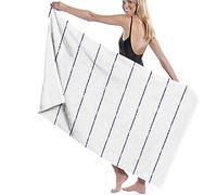 Beach Towels Microfiber,Blue Pinstripe Brush Stripes Watercolor Thin White Abstract Edge Graphic Line Large Bath Sheet Lightweight Beach Towel Perfect For Family Hotel Travel Swimming Fitness Sports