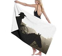Beach Towels Microfiber,Cowboy With Horse And Lasso A Dusty Backlit Large Bath Sheet Lightweight Beach Towel Perfect For Family Hotel Travel Swimming Fitness Sports
