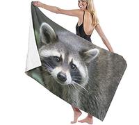 Beach Towels Microfiber,Cute Animal Raccoon Soft Bath Towel Blanket Large Bath Sheet Lightweight Beach Towel Perfect For Family Hotel Travel Swimming Sports 80×130cm