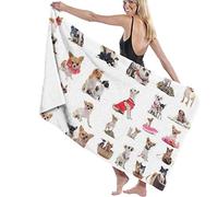 Beach Towels Microfiber,Cute Chihuahua Pug Pattern Bath Towels Extra Large For Men And Women Great For Swim Spa Travel Yoga Sports Camping Sunbed Cover Bath Or Shower At Home 130X80cm