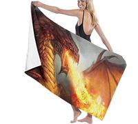 Beach Towels Microfiber,Fire-Breathing Dragon Bath Towels Extra Large For Men And Women Great For Swim Spa Travel Yoga Sports Camping Sunbed Cover Bath Or Shower At Home 130X80cm