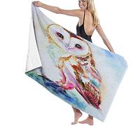 Beach Towels Microfiber,Floral Design Barn Owl Large Bath Sheet Lightweight Beach Towel Perfect For Family Hotel Travel Swimming Fitness Sports