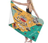 Beach Towels Microfiber,Map Of Spain Large Bath Sheet Lightweight Beach Towel Perfect For Family Hotel Travel Swimming Fitness Sports