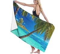 Beach Towels Microfiber,Ocean,Image Of A Tropical Island With The Palm Trees And Clear Sea Beach Theme Large Bath Sheet Lightweight Beach Towel Perfect For Family Hotel Travel Swimming Fitness Sports