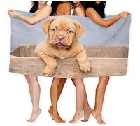 Beach Towels Microfiber,Sand Proof Quick Dry Travel Towel Sweet Bordeaux Puppy Bath Towel Absorbent Wrap For Sport Beach Towel 80×130cm