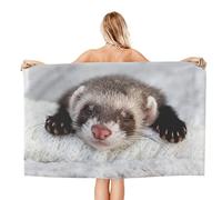 Beach Towels,The Cute Ferret Is Sleeping,Microfiber Bath Towel Beach Blanket for Swimming,Bath,Travel,Spa,Gym