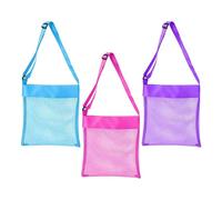 Beach Toy Bag - 3 Piece Shell Collecting Mesh Tote Set for Outdoor Storage | Adjustable Strap with Sand Carrying, Organizer for Pool Lake Vacation Picnic Camping Travel, 8.66x5.12x0.39 inch