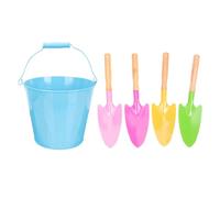 Beach Toy Iron Bucket Shovel Set by Brand - Kids Mini Sand Buckets for Outdoor Summer Activities Sandcastle Building Backyard and Beach Play Includes 4 Iron Shovels 5.3 Inch
