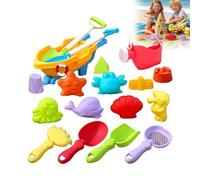 Beach Toy Set - Sand Play Kit with Shovels, Molds & Bucket, Durable Plastic Summer Outdoor Toys for Kids, Toddlers, Family Beach Vacations & Sandbox Fun (A-18PCS)