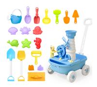 Beach Toy Set with Wagon Sand & Water Play Table with Accessories Outdoor Garden & Beach Toy for Toddlers (3+)