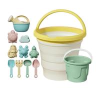 Beach Toys - 13 Piece ABS Folding Set | Foldable Bucket, Rake and Mold with Colorful Beach Shapes, Kids Outdoor Toy, Travel Set for Kids