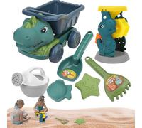 Beach Toys 7PCS, Dinosaur Sand Toys Includes Dump Truck, Watering Can, Shovel, Rake and Sand Molds, Safe Plastic Sandbox for Toddler Kids Girls Boys #·