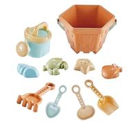 Beach Toys for - 10 Piece Sandbox Set with Watering Can and Shovel, Space Saving Foldable Bucket | Creative Sand Castle Molds for Backyard Playground, Seaside, R