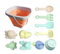 Beach Toys for Kids - Sandset with Scoop Animal Molds | 11 Pieces Foldable Travel Sand Toys for Kids, Creative Sand Set for Construction Castle Play Men
