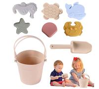 Beach Toys Set For Kids, 8pcs Play Sand Pit Toys ForToddlers Bucket And Spade Beach Set Kids Play SandToy With Shovels And Sea Animal Soft Molds For Kids Girls Boys Summer BeachGames
