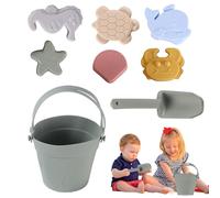 Beach Toys Set For Kids, 8pcs Play Sand Pit Toys ForToddlers Bucket And Spade Beach Set Kids Play SandToy With Shovels And Sea Animal Soft Molds For Kids Girls Boys Summer BeachGames