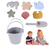 Beach Toys Set For Kids, 8pcs Play Sand Pit Toys ForToddlers Bucket And Spade Beach Set Kids Play SandToy With Shovels And Sea Animal Soft Molds For Kids Girls Boys Summer BeachGames