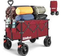 Beach Trolley with Big Universal Wheels, 200L Heavy Duty Camping Trolley Cart with Rebound Handle, Folding Wagon Camping Garden Cart, Collapsible Shopping Wagon