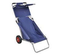 Beach Trolley with Wheels Portable Foldable Blue Patio Pool Chair Cart vidaXL