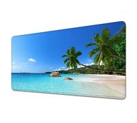 Beach Tropical Palm Tree Desk Mat,Large Gaming Mouse Pad,Non-Slip Rubber Base Mousepad with Stitched Edges,Waterproof Mouse Mat Desk Pad for Work,Game,Office (31.5x15.7 in)