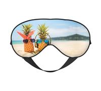 Beach Two Pineapples Sea Double Sided Sleep Mask, Adjustable Blackout, Silk-Like Eye Mask for Sleeping,Travel, Soft, Breathable, Lightweight Comfortable Blindfold