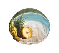 Beach Two Pineapples Sea print Bath cap Large bath cap Fit for all lengths of hair Protects hair bath cap Reusable