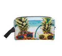 Beach Two Pineapples Sea Printed Makeup Bag Travel Portable Cosmetic Bag Large Capacity Makeup Case Toiletry Handbag Organiser for Women