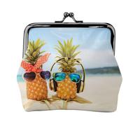 Beach Two Pineapples Sea Printing Lightweight Minimalist Wallet, Compact Coin Pouch for Gym Visits and Errands