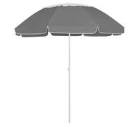 Beach Umbrella Anthracite & White Polyester 300cm UV Tilt Canopy Outdoor Garden