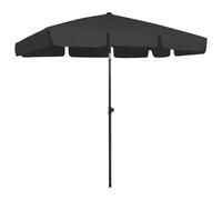 Beach Umbrella Black 200x125 cm Polyester Tilt UV Protective Outdoor Large Patio