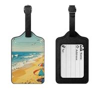 Beach Umbrella Luggage Tag Suitcase Marker Travel Baggage Identifier with Boarding Card Holder Sturdy PU Travel Label for Suitcases and Work Bags